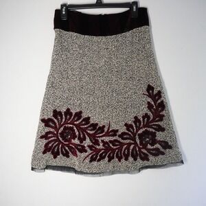 VTG Dolce Apparel Skirt XS Tweed Floral Velvet Trim Black Tulle Party‎ Cocktail
